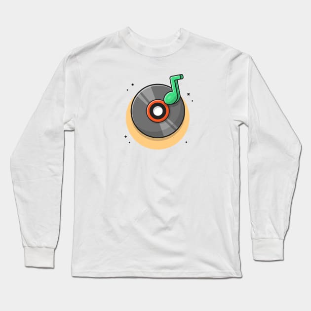 Vinyl Disk Music with Tune and Note of Music Cartoon Vector Icon Illustration Long Sleeve T-Shirt by Catalyst Labs